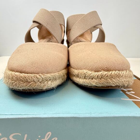 Lifestride 2.0 Keaton Tan Wedge Espadrilles 8M Slip On Comfy Elastic Straps - Picture 3 of 16